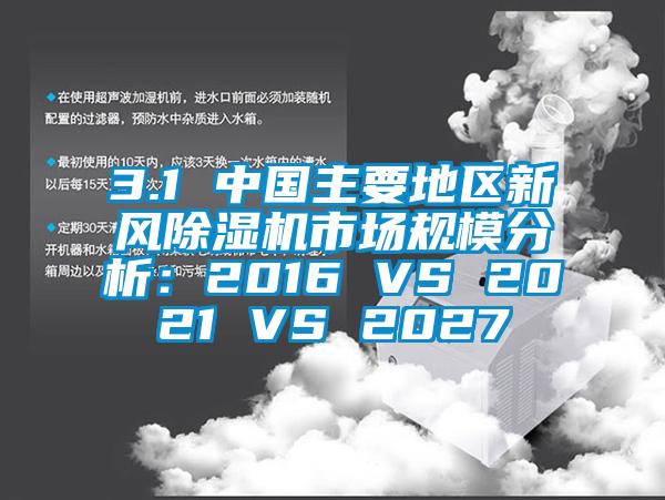 3.1 中國主要地區(qū)新風除濕機市場規(guī)模分析:2016 VS 2021 VS 2027